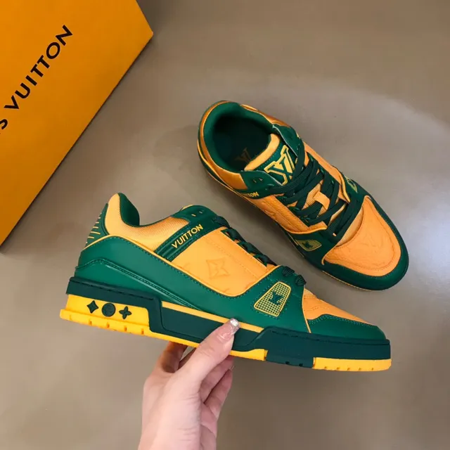 Louis Vuitton LV Trainer Green Yellow Chunky Layered Sole Color-Blocked Lifestyle Sneakers 7
