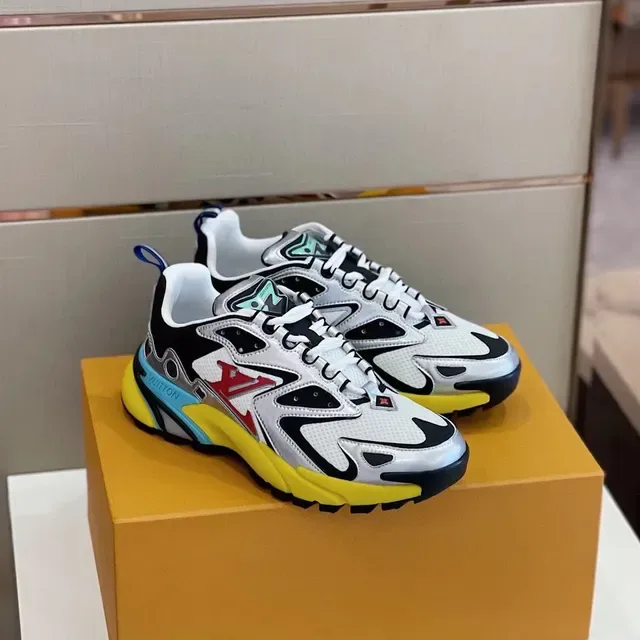 Louis Vuitton LV Trainer Tênis Chunky Multicolor com Jaula Sintética Multicamadas e Superposições com Forma de Onda 8