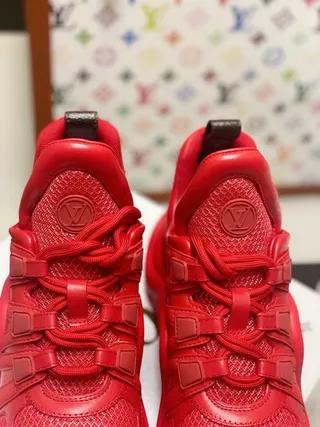 Louis Vuitton LV Trainer Red Monochromatic Sculpted Wavy Sole Chunky Sneakers 6