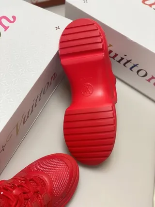 Louis Vuitton LV Trainer Red Monochromatic Sculpted Wavy Sole Chunky Sneakers 7