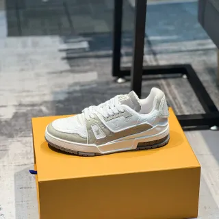 Louis Vuitton LV Trainer White Beige Monogram Leather Layered Cage Design Lifestyle Sneakers