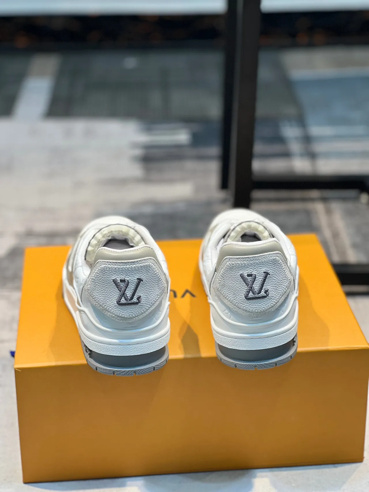 Louis Vuitton LV Trainer White Beige Monogram Leather Layered Cage Design Lifestyle Sneakers 3