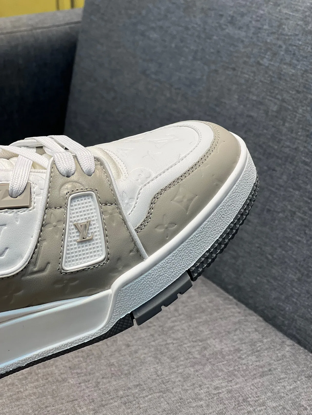 Louis Vuitton LV Trainer White Beige Monogram Leather Layered Cage Design Lifestyle Sneakers 4