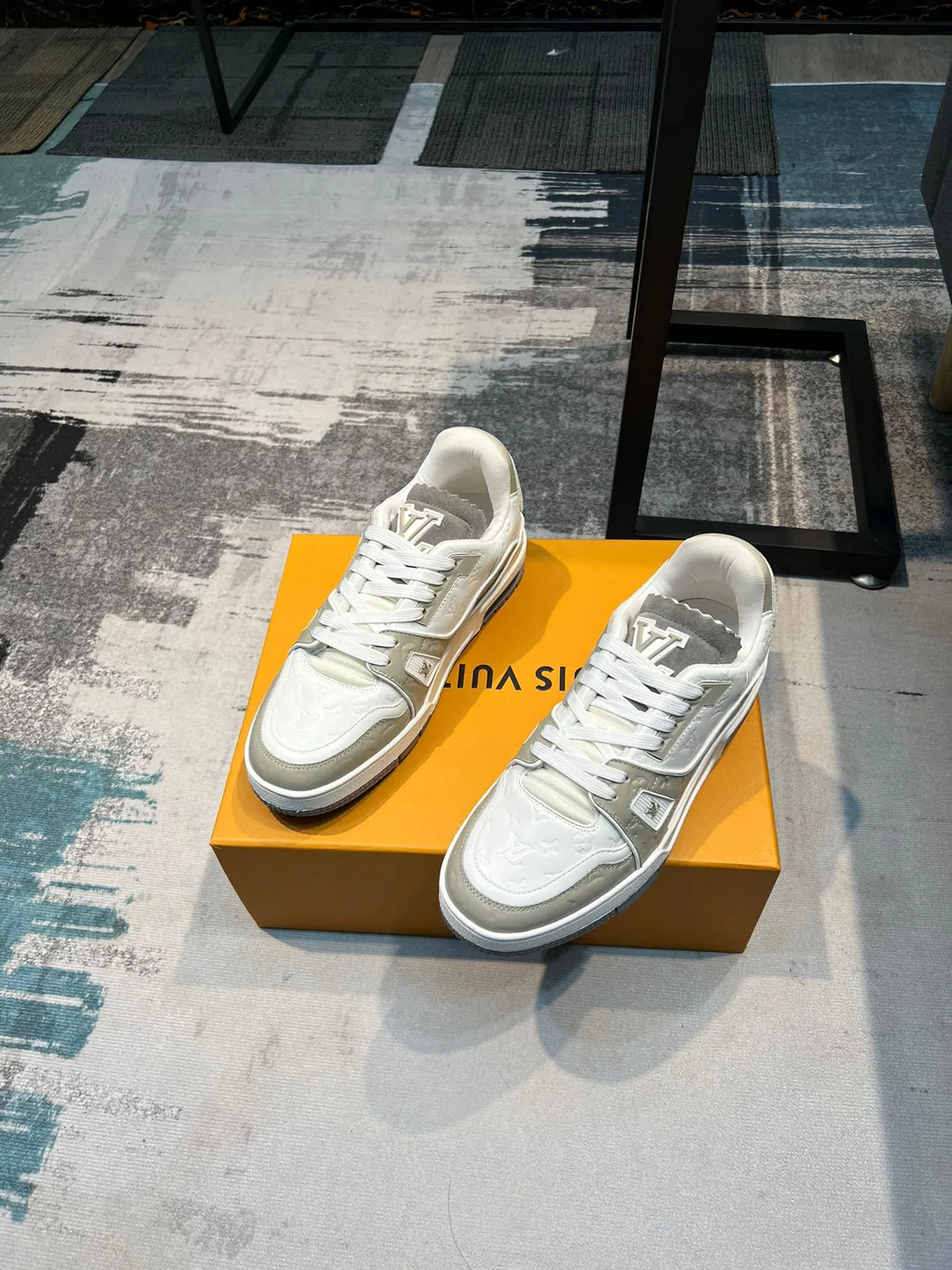 Louis Vuitton LV Trainer White Beige Monogram Leather Layered Cage Design Lifestyle Sneakers 6