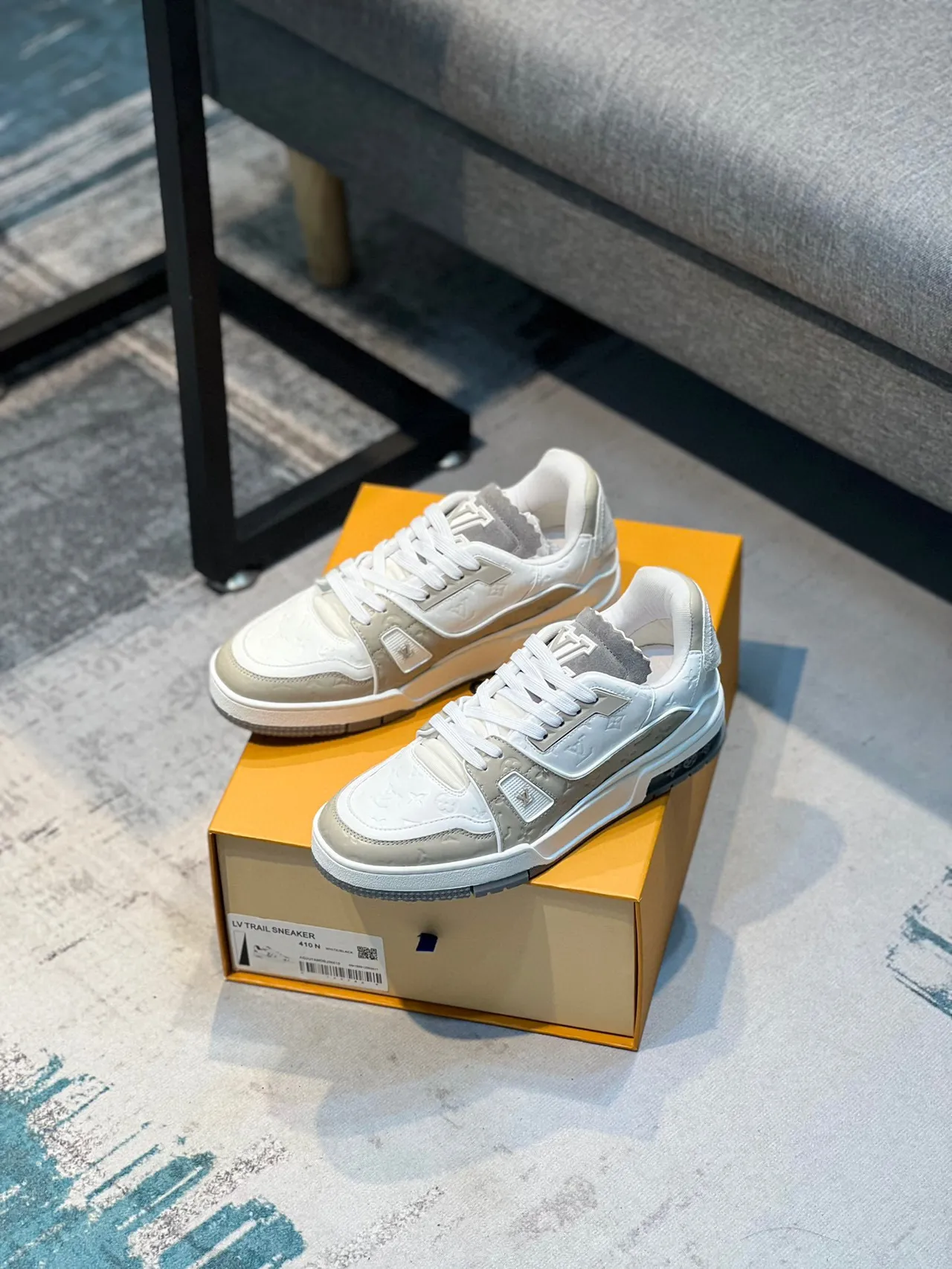 Louis Vuitton LV Trainer White Beige Monogram Leather Layered Cage Design Lifestyle Sneakers 7