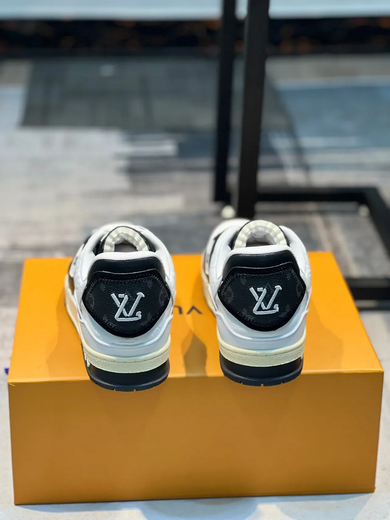 Louis Vuitton LV Trainer White Black Monogram Leather Asymmetric Strap Lifestyle Sneakers 2