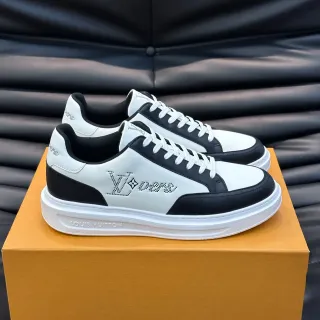 Louis Vuitton LV Trainer White Black Two-Tone Leather Perforated Monogram Lifestyle Sneakers