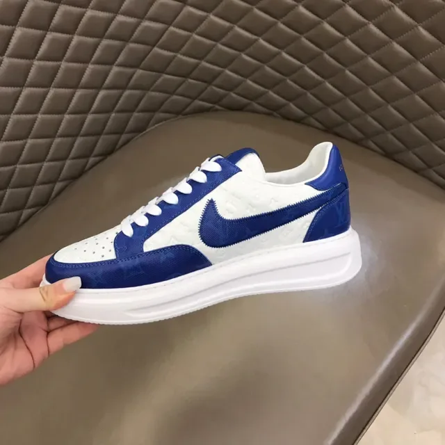Louis Vuitton LV Trainer White Blue Monogrammed Textile Color-Blocked Lifestyle Sneakers 8
