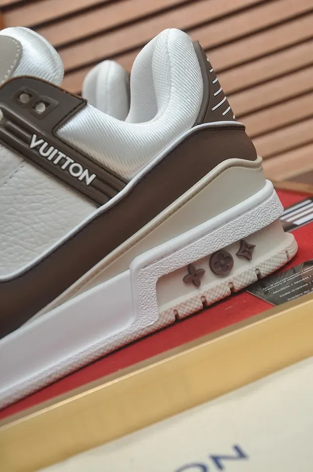 Louis Vuitton LV Trainer White Brown Chunky Platform Sole Layered Leather And Textile Upper Lifestyle Sneakers 2