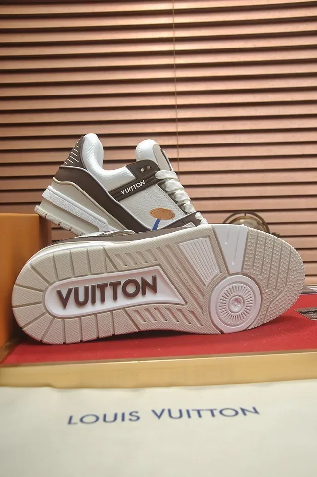 Louis Vuitton LV Trainer White Brown Chunky Platform Sole Layered Leather And Textile Upper Lifestyle Sneakers 3