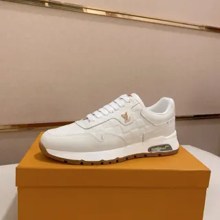 Louis Vuitton LV Trainer White Brown Quilted Monogram Upper Gold-Tone Plaque Lifestyle Sneakers