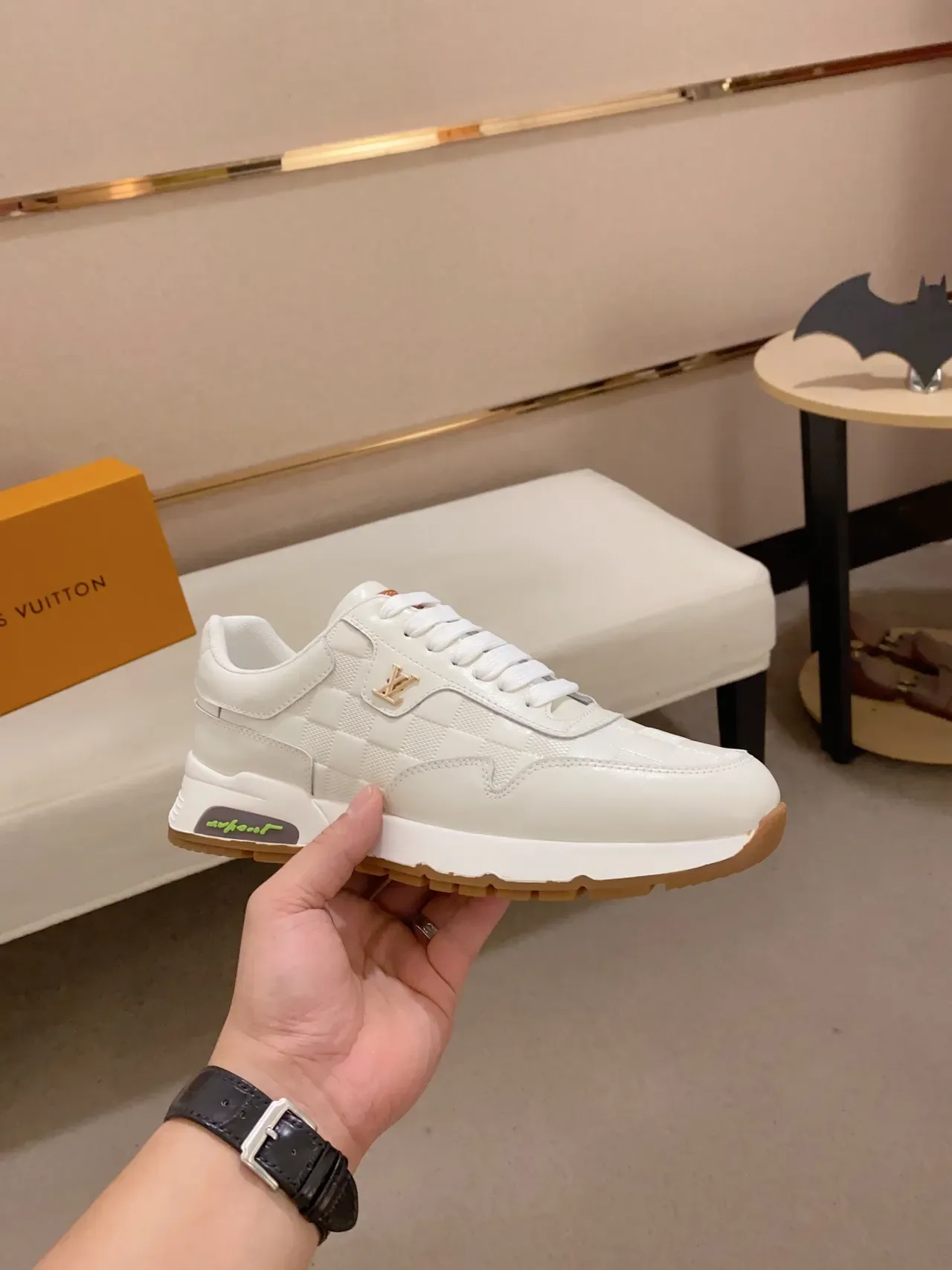 Louis Vuitton LV Trainer White Brown Quilted Monogram Upper Gold-Tone Plaque Lifestyle Sneakers 4