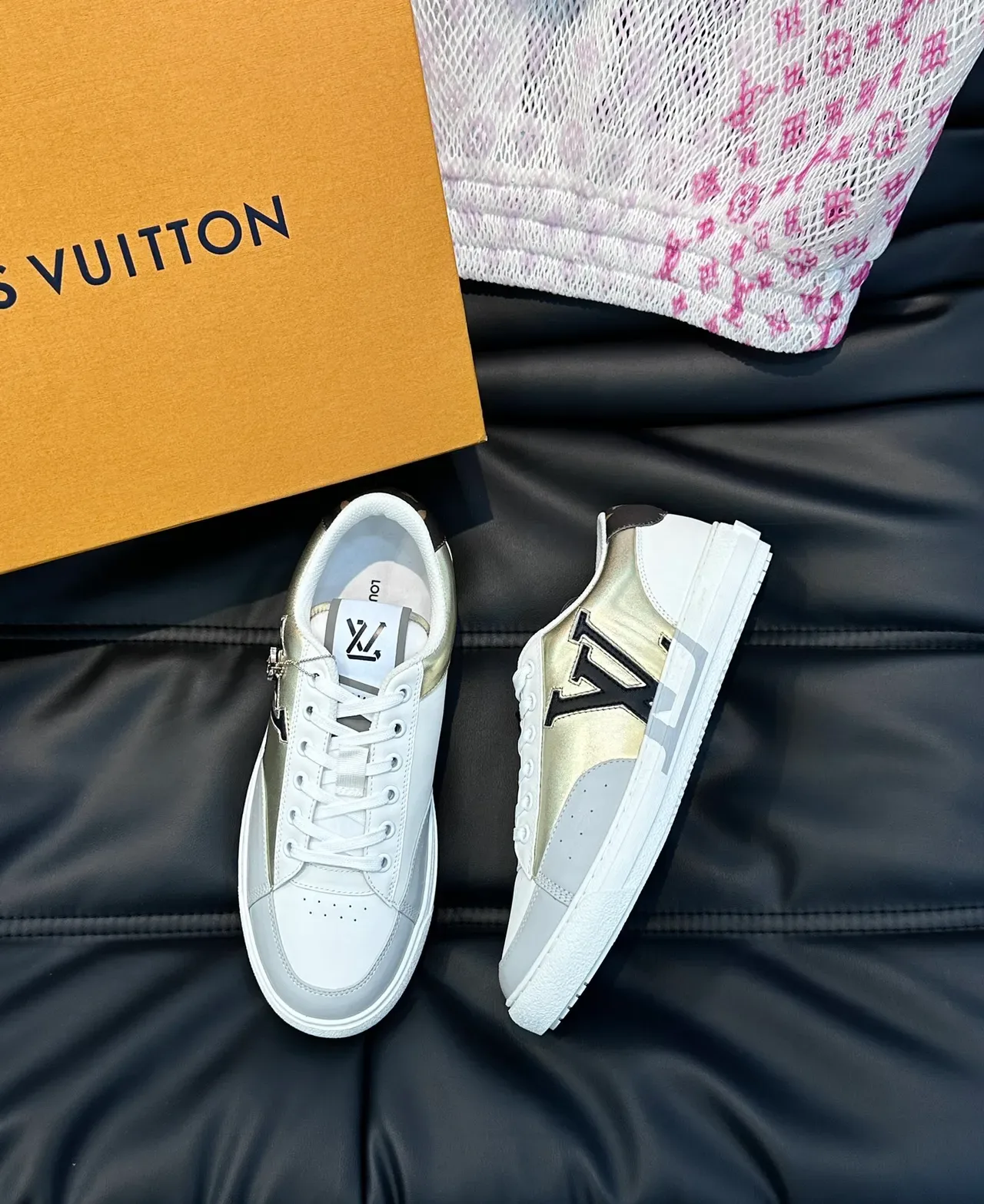 লুইস ভিটন LV Trainer সাদা গোল্ড লো-টপ মেটালিক-প্যানেল লাইফস্টাইল স্নিকার্স 5