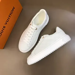 Louis Vuitton LV Trainer Blanco Dorado Monograma Cuadrícula Suela de Plataforma Zapatillas Lifestyle