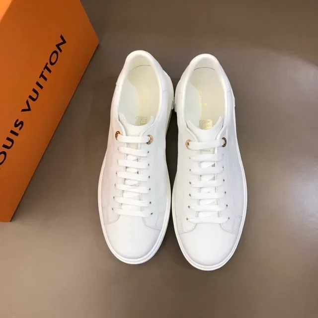 Louis Vuitton LV Trainer White Gold Monogram Checkerboard Platform Sole Lifestyle Sneakers 2
