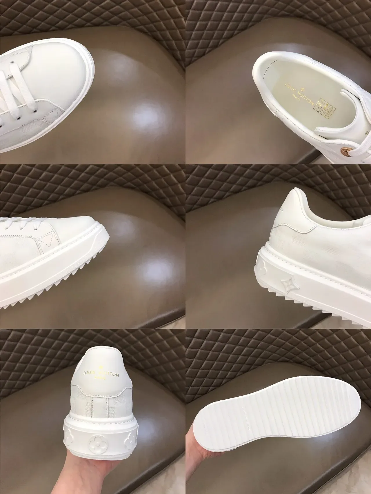 Louis Vuitton LV Trainer White Gold Monogram Checkerboard Platform Sole Lifestyle Sneakers 3