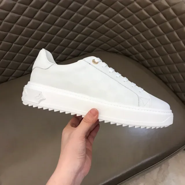 Louis Vuitton LV Trainer White Gold Monogram Checkerboard Platform Sole Lifestyle Sneakers 6