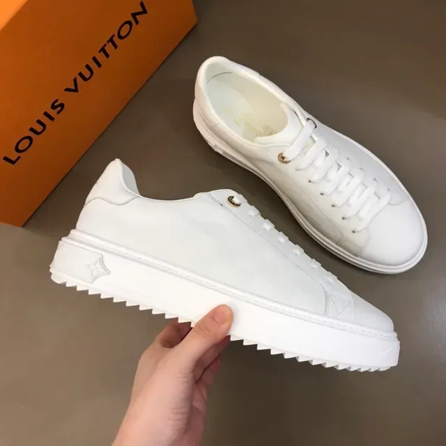 Louis Vuitton LV Trainer White Gold Monogram Checkerboard Platform Sole Lifestyle Sneakers 8