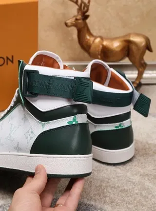 Louis Vuitton LV Trainer White Green High-Top Monogram-Printed Lifestyle Sneakers 4