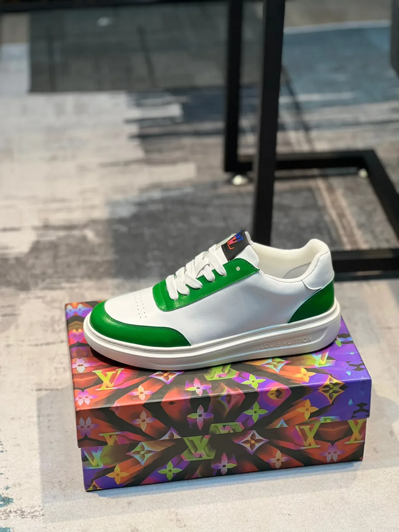 Louis Vuitton LV Trainer White Green Low-Top Color-Blocked Lifestyle Sneakers 1