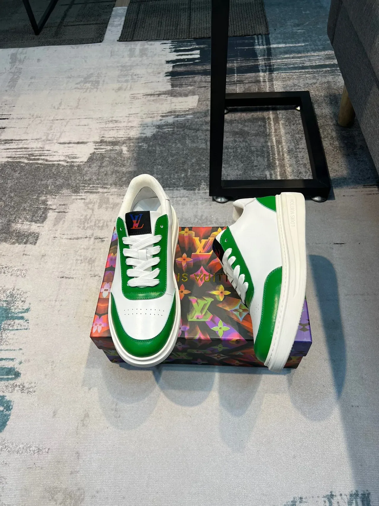 Louis Vuitton LV Trainer White Green Low-Top Color-Blocked Lifestyle Sneakers 5