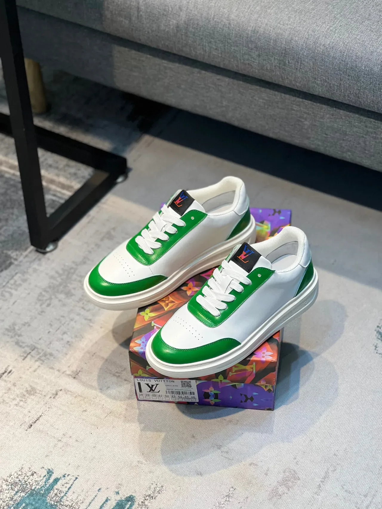Louis Vuitton LV Trainer White Green Low-Top Color-Blocked Lifestyle Sneakers 8