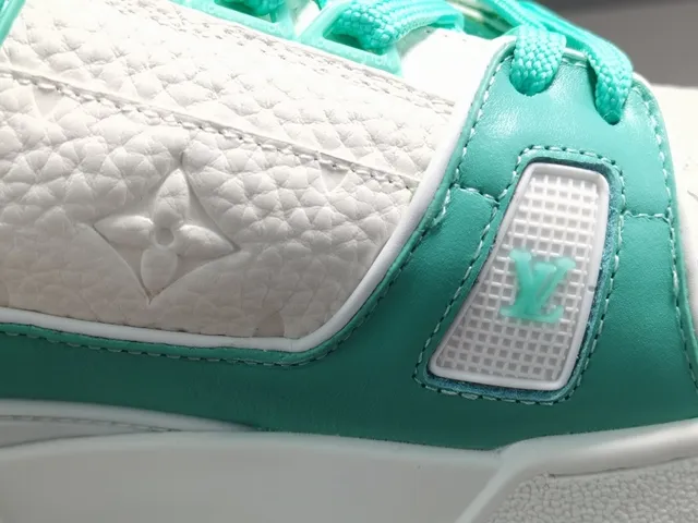 Louis Vuitton LV Trainer White Green Structured Layered Upper Sculpted Midsole Lifestyle Sneakers 8
