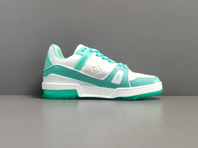 Louis Vuitton LV Trainer White Green Structured Layered Upper Sculpted Midsole Lifestyle Sneakers 16