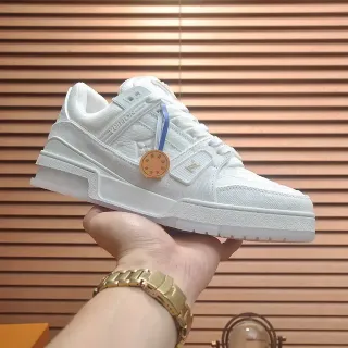 Louis Vuitton LV Trainer White monocromo multicapa textil construcción estilo de vida zapatillas