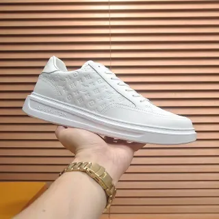 Louis Vuitton LV Trainer White Monogram-Embossed Leather Low-Top Lifestyle Sneakers