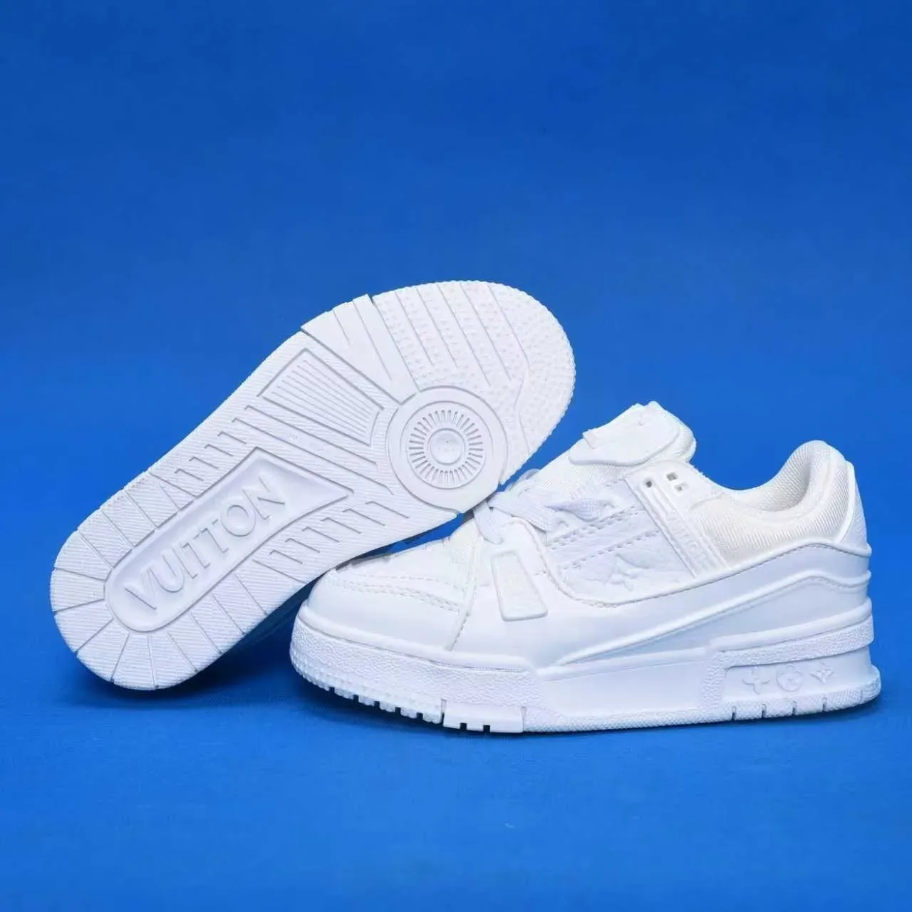Louis Vuitton LV Trainer White Navy Chunky Layered Midsole Monogram-Print Upper Lifestyle Sneakers 12