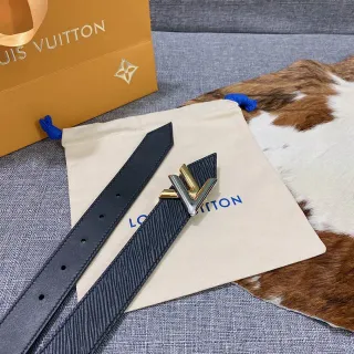Louis Vuitton LV Twist Belt Navy Blue Epi Leather Belt