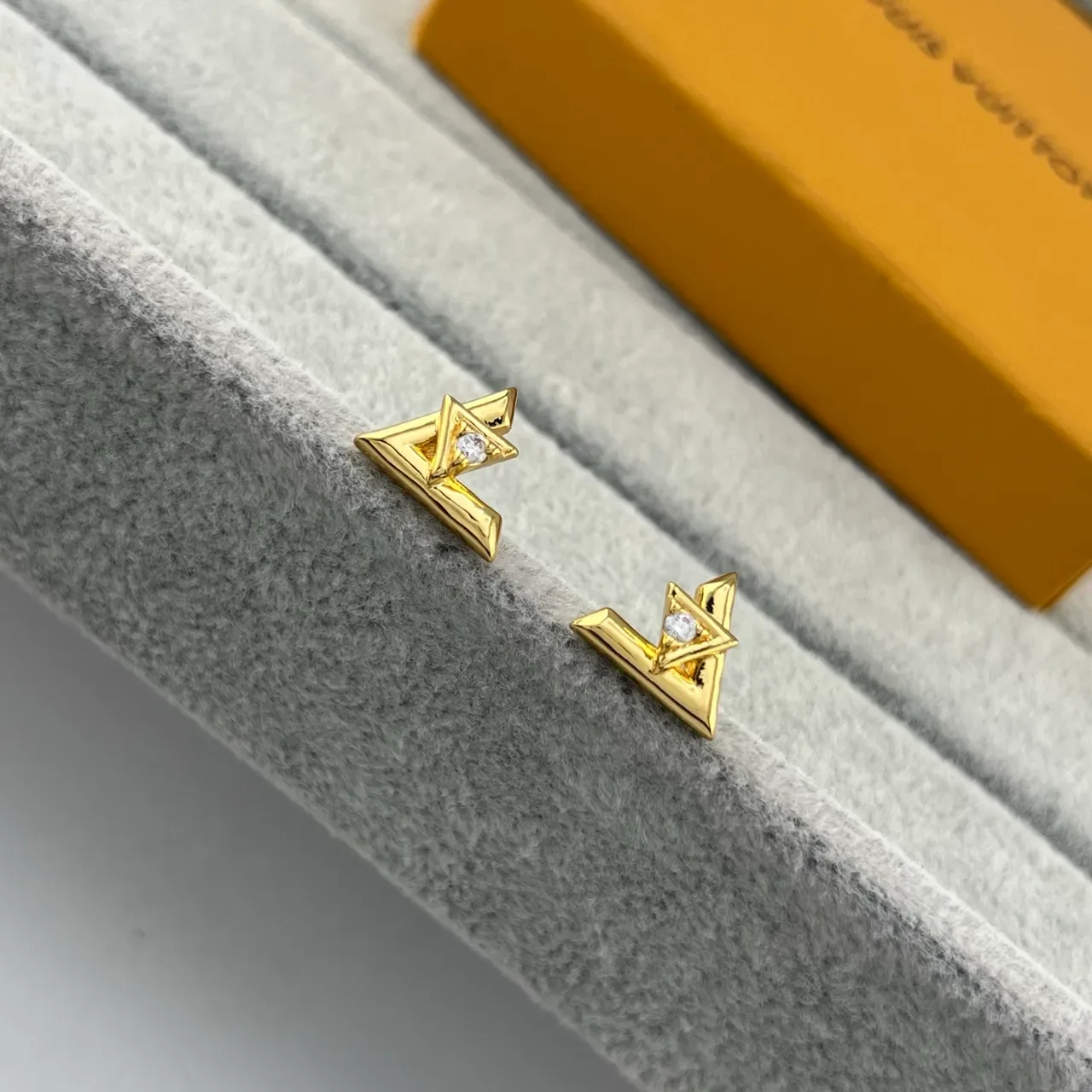 Louis Vuitton LV Volt Gold Silver Geometric V-Shaped Crystal-Set Earrings 5