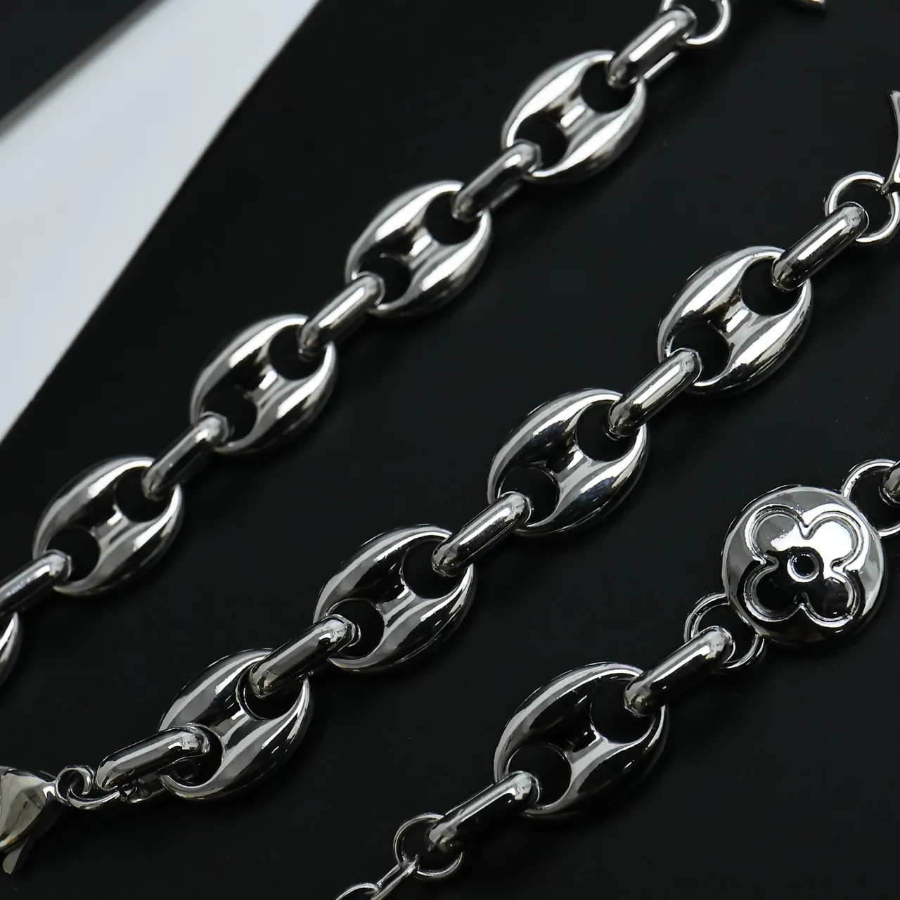Louis Vuitton Mixed-Link Monogram Charm Silver-Tone Necklaces 2