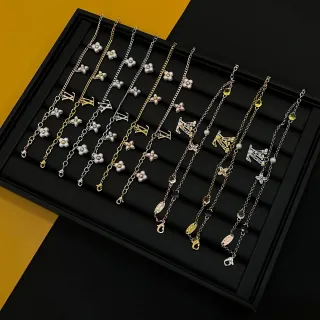 Louis Vuitton Monogram and Flower Charm Chain Bracelets