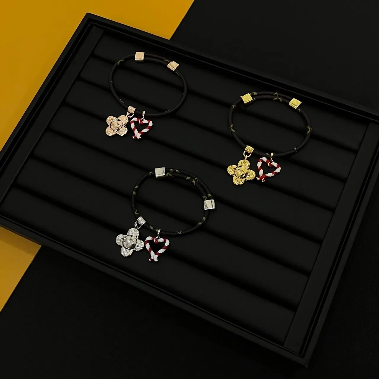 Louis Vuitton Monogram and Flower Charm Chain Bracelets 2