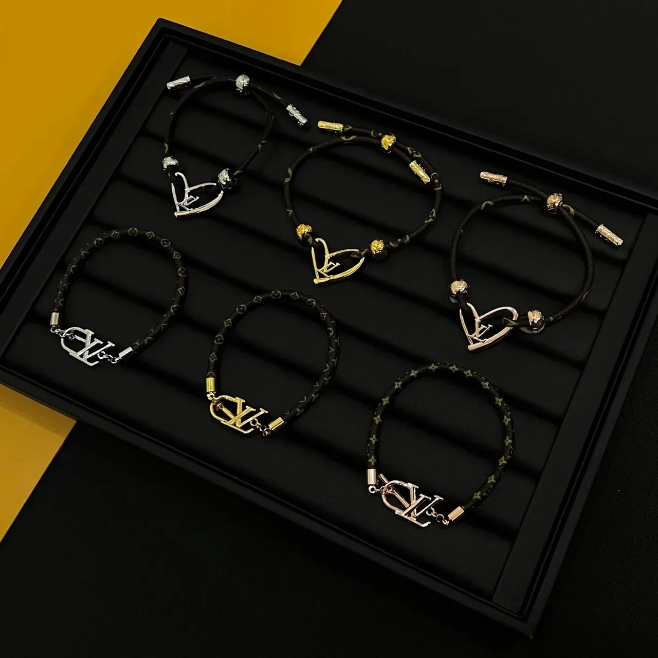 Louis Vuitton Monogram and Flower Charm Chain Bracelets 3