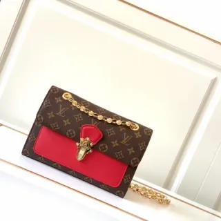 Louis Vuitton Monogram Canvas and Red Leather Chain Bag