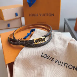 Louis Vuitton Monogram Canvas Belt Brown Gold LV Buckle Leather Belt