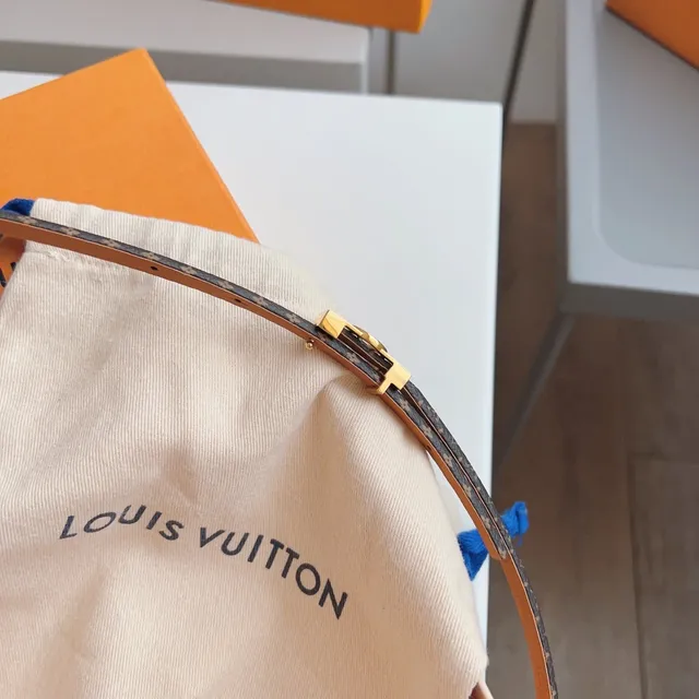 Louis Vuitton Monogram Canvas Belt Brown Gold LV Buckle Leather Belt 2
