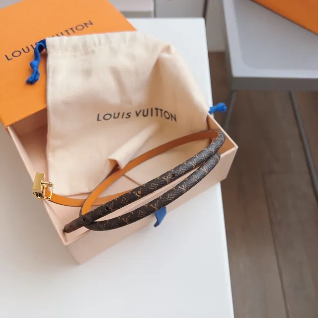 Louis Vuitton Monogram Canvas Belt Brown Gold LV Buckle Leather Belt 7