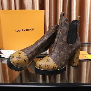 Louis Vuitton Monogram Canvas Contrast Toe Cap Chunky Platform Ankle Boots