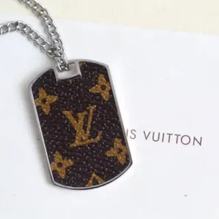 Louis Vuitton Monogram Canvas Dog Tag Pendant Necklace