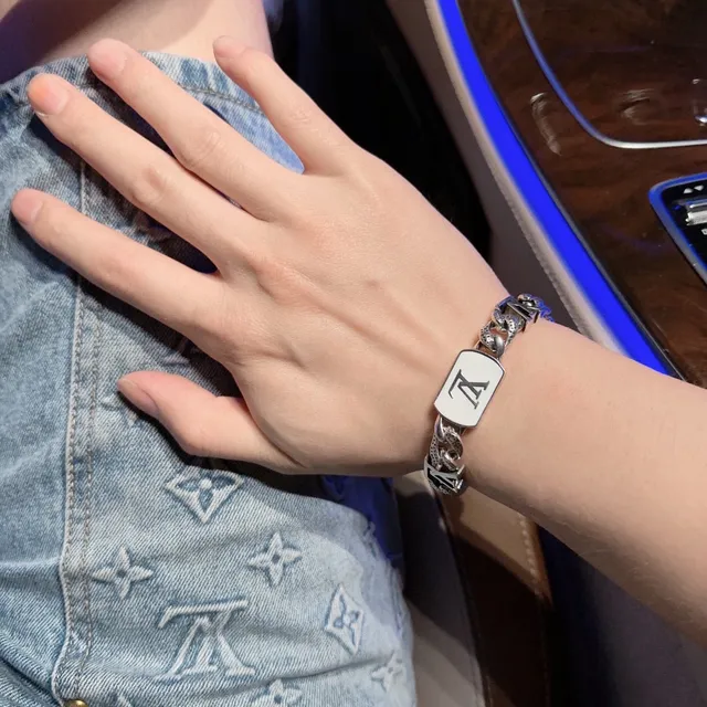 Louis Vuitton Monogram Curb-Link Silver-Tone Bracelet 2