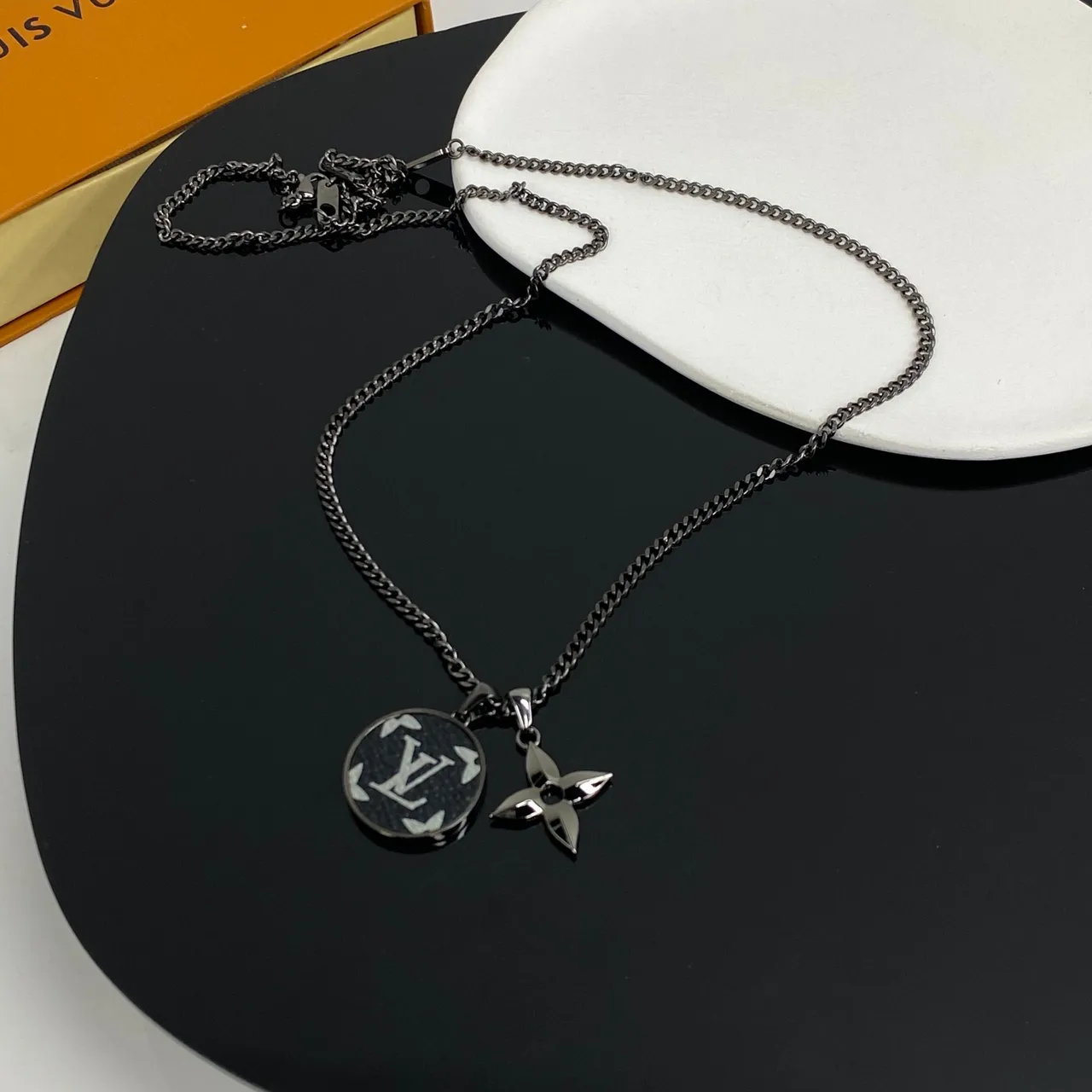 Louis Vuitton Monogram Disc and Flower Charm Necklace 5
