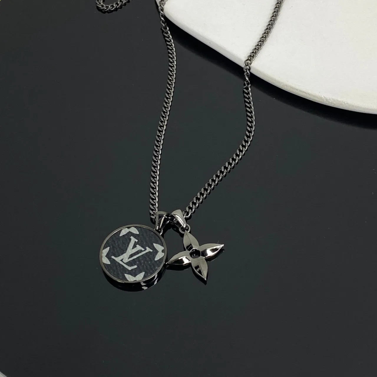 Louis Vuitton Monogram Disc and Flower Charm Necklace 6