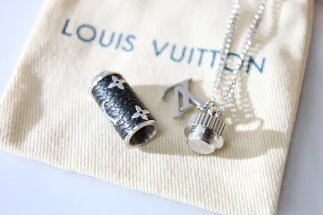 Louis Vuitton Monogram Eclipse Cylindrical Pendant Necklace 7