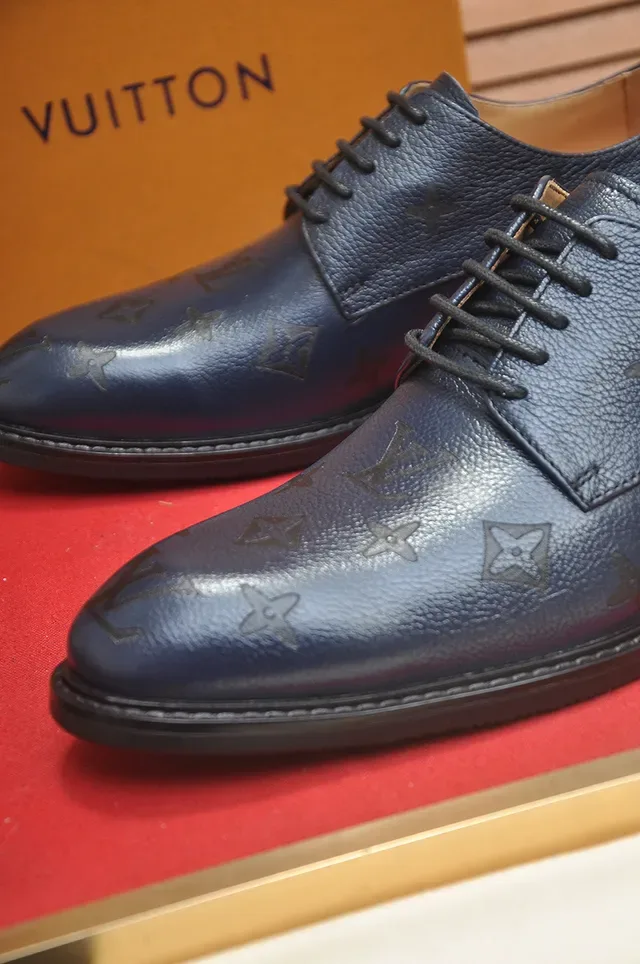 Louis Vuitton Monogram-Embossed Azul Marinho Sapatos Oxford 2