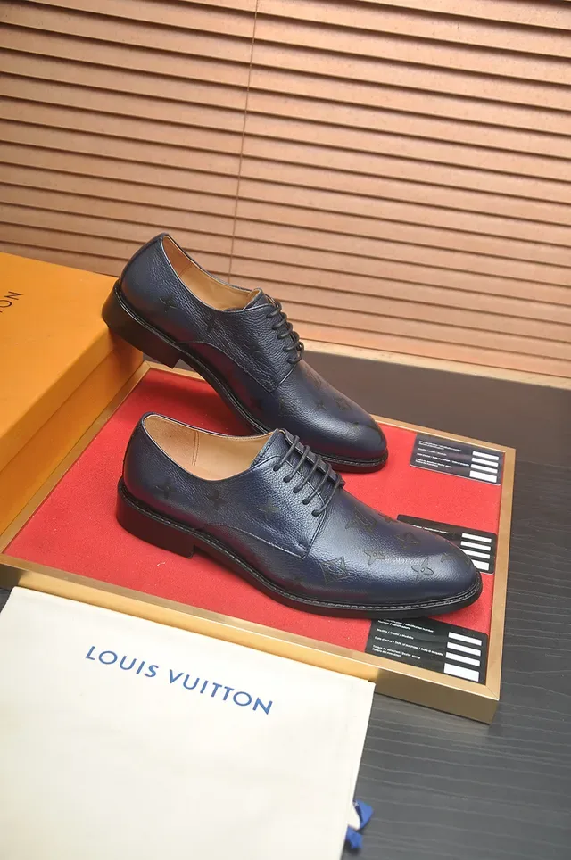 Louis Vuitton Monogram-Embossed Azul Marinho Sapatos Oxford 4