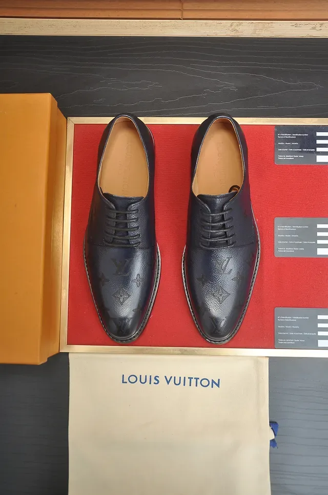 Louis Vuitton Monogram-Embossed Azul Marinho Sapatos Oxford 5